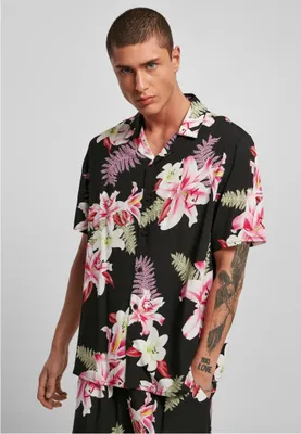 Immagine prodotto di Camicia da uomo Urban Classics Viscose AOP Resort Shirt darkjungle - 5XL
