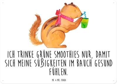 Produktbild von Mr. & Mrs. Panda Wandbild Eichhörnchen Smoothie DIN A3 - Weiß - Geschenk, Abnehmen, Streifenhörnchen, Türschild, Diät, Blechschild, Lustige Sprüche, tafel, Schild, Retro