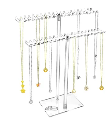 Produktbild von Kettenhalter, Schmuckständer – 80 Haken – Transparentes Acryl – 2 Ebenen