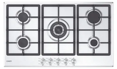 Image de Candy Moderna CHG93WX/1 Plaque de cuisson encastrable en acier inoxydable 86 cm Gaz 5 feux