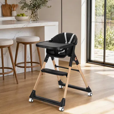 Produktbild von OYAJIA Hochstuhl Kinderstuhl Stuhl Baby Kinderstuhl Klappbar mit Esstablett Babystuhl mit Tablett und 5-Punkt-Gurt, Fußstütze, Einfach zu Reinigen