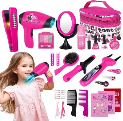Immagine prodotto di Kit di bellezza per bambini, con accessori per il trucco e una macchina per capelli. Set di bellezza per ragazzi e ragazze