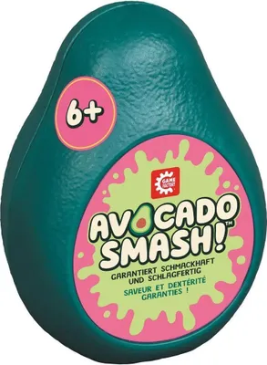 A product shot of a game packaged in an avocado-shaped container.