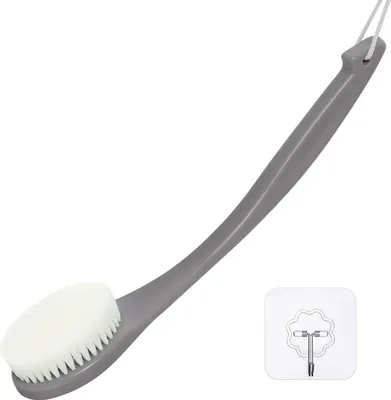 Image de Brosse à dos Brosse de massage à long manche Gris foncé