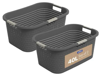 Produktbild von Wäschekorb Wäschesammler Wäschetonne - 2er-Set - Anthrazit - 40 Liter - Stapelbar