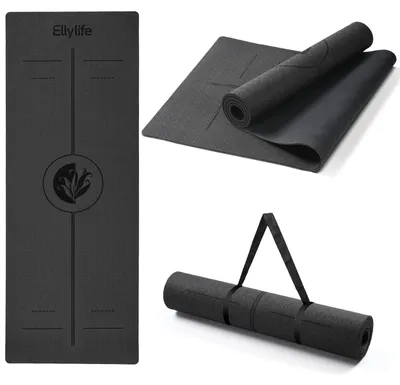 Image de Tapis de yoga, 190 x 68 cm, 6 mm d'épaisseur, en TPE antidérapant, idéal pour le fitness