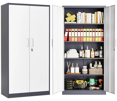 Immagine prodotto di Armadio d'acciaio - Armadio archivio - 1700 x 780 x 390 mm - Grigio - 4 ripiani regolabili