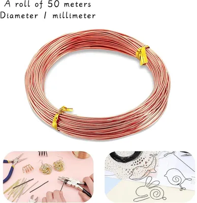 Kraft Draht Champagnerfarbe 1mm 50m - Aluminiumdraht für Schmuck, Dekoration und kreative Projekte