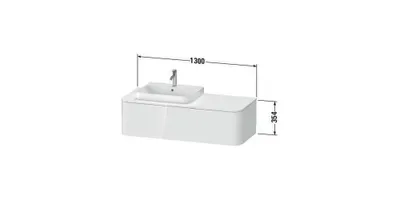 Produktbild von Waschtischunterbau HAPPY D.2 PLUS 1300x550mm 1 Ausz. WT re we s-matt o ES weiß supermatt ohne Einrichtungssystem