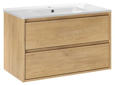 Produktbild von Waschtisch 81cm Edmé mit 2 Schubladen, Holzoptik