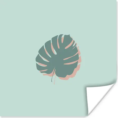 Produktbild von MuchoWow® Poster Sommer - Monstera - Blau 50x50 cm - Wohnzimmerdekoration