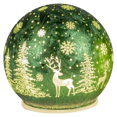 Produktbild von Formano LED Deko Kugel Weihnachten Frosty Grün 10 cm Leuchtkugel Timer 6/18h
