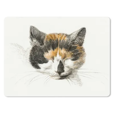 Produktbild von MuchoWow® Mauspad Mousepad Kopf einer schlafenden Katze - Gemälde von Jean Bernard 23x19 cm - Mousepads - Maus Mat - Pad - Mausunterlage - Schreibtischunterlage - Mauspad