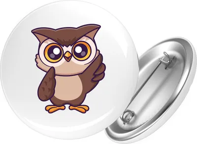 Produktbild von Huuraa Button Eule Comic 59mm rund mit Sicherheitsnadel Ansteckbutton Geschenkidee