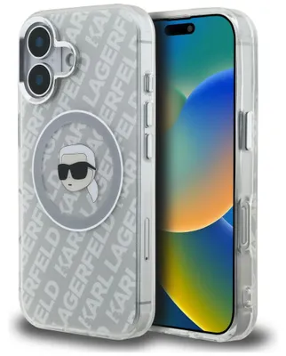 Immagine prodotto di Custodia Karl Lagerfeld IML, logo Karl Head, compatibile con iPhone 16, colore grigio