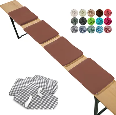 Produktbild von heimtexland ® Sitzkissen 4er Set  Bierbank Polster Auflage Bierzeltgarnitur Garten Deko Kissen Typ859 Braun