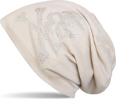 Produktbild von styleBREAKER klassische Beanie Mütze mit Totenkopf Strass Applikation, Uni 04024034