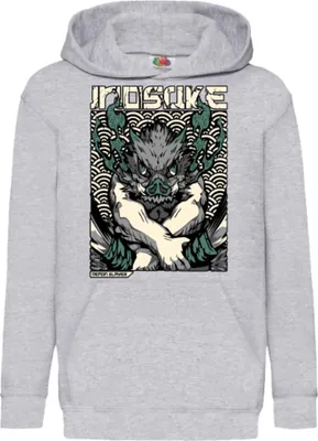 Immagine prodotto di Felpe con cappuccio per bambini Demon Anime Slayer Hashibira Inosuke, 5-6 Jahr - 116 / Gris