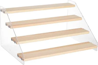 Obrázok produktu pre 4-stupňový stojan z akrylu a dreva na remeselné výrobky a prezentácie