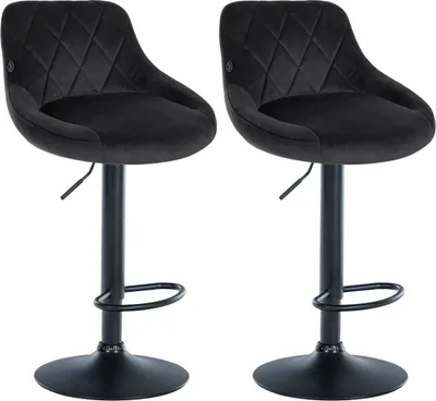 Produktbild von 2er Set Barhocker Lazio Samt schwarz schwarz