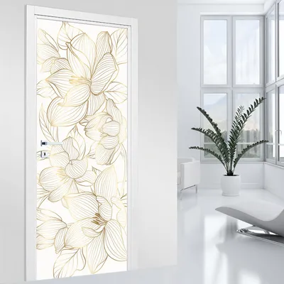 Image de Stickers pour porte - Lumaléa - Feuilles - Adhésif MAT - Largeur 63 x Hauteur 205 cm