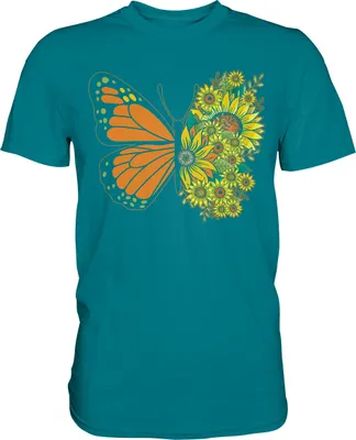 Produktbild von Sonnenblumen Schmetterling T-Shirt – Diva Blue / M