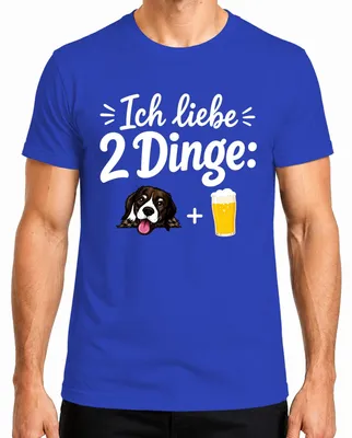Imagen del producto de Camiseta para hombre, azul, talla 3XL. Diseño: "Amo dos cosas: perros, cerveza, humor. Regalo original. Sarcasmo."