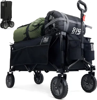 Produktbild von XXL Strandwagen Opvouwbar mit Seitentasche und Halter 100kg