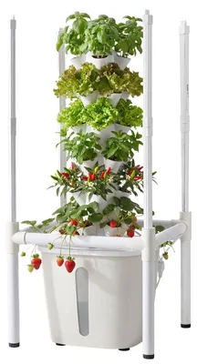 Immagine prodotto di Torre idroponica SucceBuy con 30 vaschette, 6 livelli, kit di coltivazione con lampada LED per piante, controllo tramite app, serbatoio dell'acqua da 20 litri e pompa, ideale per erbe aromatiche, frutta e verdura