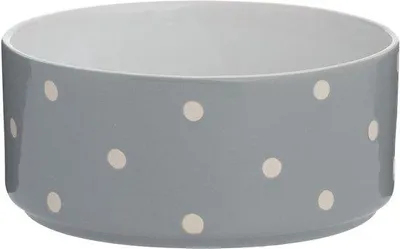 Zdjęcie produktu dla Miska dla psa Polka Dot 18 cm, szara, ceramiczna
