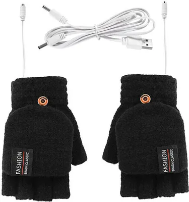 Produktbild von Winter Elektrische Wiederaufladbare Fäustling Beheizte Handschuhe Volle & Halbe Finger Wärmer USB Black