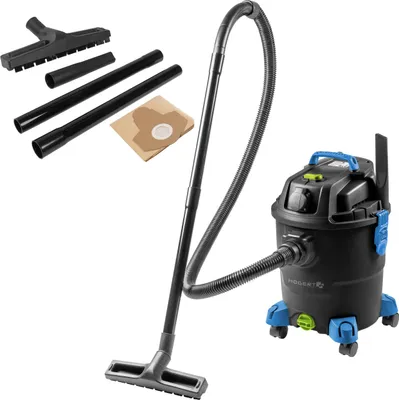 Produktbild von Högert Technik Nass- & Trockensauger, 20 L, 1200 W, Blasfunktion, Steckdose für Elektrowerkzeuge, 4 schwenkbare Räder, 1,5 m Schlauch, 4 m Kabel, robust & mobil