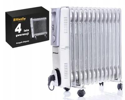 Zdjęcie produktu dla Grzejnik olejowy Riwall 2500 W biały elektryczny 13-żeberkowy na gęsty olej