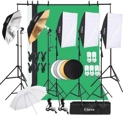 Produktbild von FCH Fotostudio Dauerlicht Softbox Set, Hintergrund Stützsystem,Professionelles Studiosets inkl. Reflektor für Anfänger, Porträts, Produktfotografie