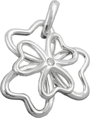 Produktbild von Anhänger Kleeblatt mit Zirkonia aus echtem 925 Silber Silberanhänger Glückszeichen
