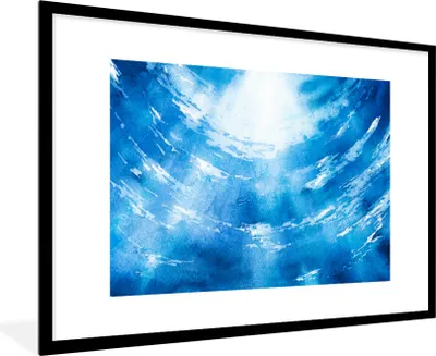 Produktbild von MuchoWow® MuchoWow® Gerahmtes Poster Wasser - Meer - Sonne 90x60 cm - Poster mit zchwarzem Bilderrahmen - Wanddekoration - Fotos