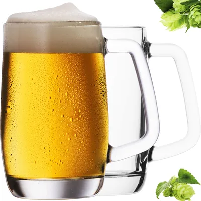 Produktbild von PLATINUX Bierseidel mit Henkel aus Glas Set 2-Teilig 300ml (max. 375ml) Bierkrug Bierkrüge Biergläser 0,3L Maßbierkrug