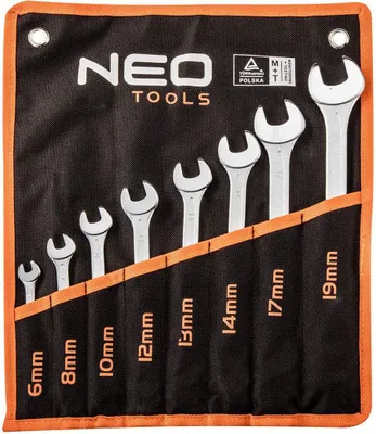 Obrázok produktu pre NEO TOOLS Kľúče s otvoreným koncom 6-19 mm, sada 8 ks.