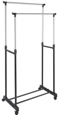 Immagine prodotto di Stand Appendiabiti Doppio con Ruote Stender Regolabile in Altezza 80x40x160cm