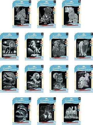 Produktbild von Mammut Kratzbilder-Set Tiere Silber, 20x25cm, 3-teilig, ab 8 Jahren, mit scharfkantiger Messerklinge, Benutzung unter Aufsicht von Erwachsenen