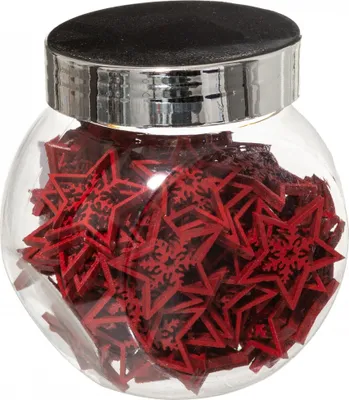 Produktbild von Kleine Sterne mit Schneeflocken Weihnachts-Tischdeko 100 Stück rot -