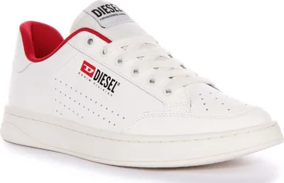 Produktbild von Diesel Herren SAthene VTG Retro Detail Court Geschmeidige LederSneaker in Weiß Rot – undefined / weiß Rot
