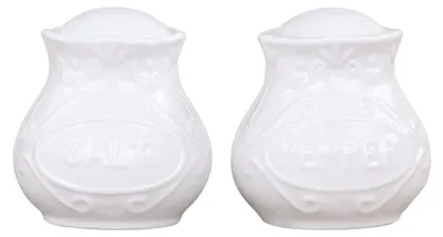 Obrázok produktu pre Sada soľničky a koreničky z bieleho porcelánu v štýle country