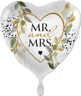 Produktbild von XXL Herz Folienballon Ø 71cm "Mr. and Mrs."