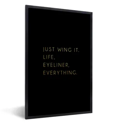 Produktbild von MuchoWow® Gerahmtes Poster Zitate - Motivation - Gold - Schwarz 60x90 cm - Poster mit Schwarzem Bilderrahmen Wandposter Rahmen Foto Bilder - Kunst