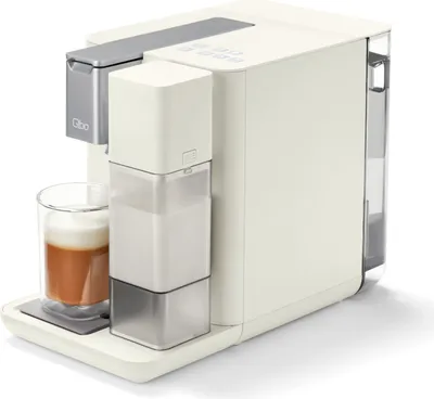 Produktbild von Tchibo Qbo MILK MASTER Premium Kapselmaschine für Cappuccino, Espresso, Caffè Crema, Caffè Grande, Milchschaum auf Knopfdruck mit abnehmbarem Milchtank 300ml, mit Abschaltautomatik, White Cashmere