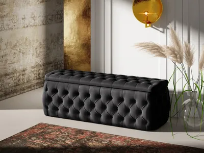 Produktbild von Polsterhocker mit Stauraum ERNESTO 160x50x45 cm Elisa Velvet Schwarz
