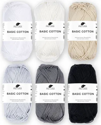 Produktbild von Schwarz-Weiss Mix Set - Pro Lana Basic Baumwolle - 100% Baumwolle 6×50g