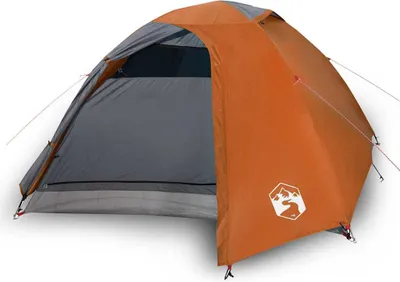 Produktbild von vidaXL Kuppel-Campingzelt 4 Personen Grau und Orange Wasserdicht