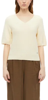Produktbild von s.Oliver Damen Strickpullover – V-Ausschnitt, Kurzarm, Regular Fit